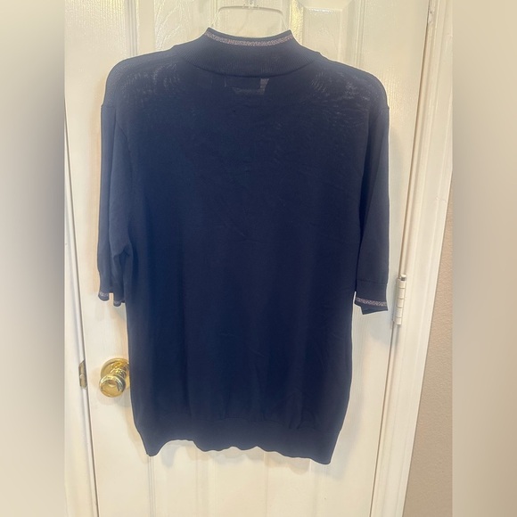 GREG NORMAN Women’s Black Polo Ribbed Collar Gold Border Ribbed Waist Size XL - Picture 3 of 12